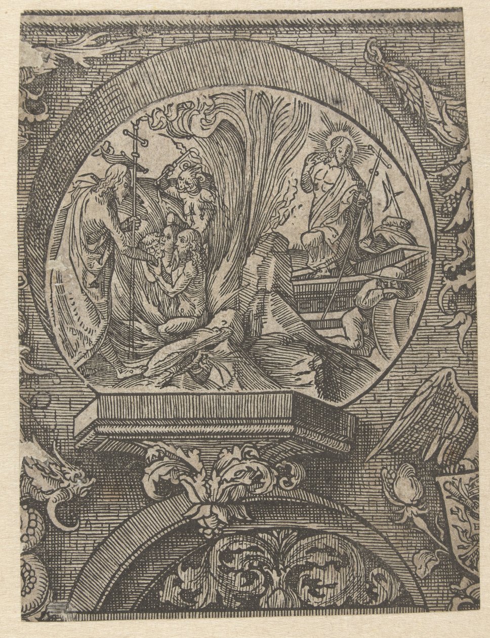 De hellevaart en de opstanding van Christus door Jacob Cornelisz van Oostsanen