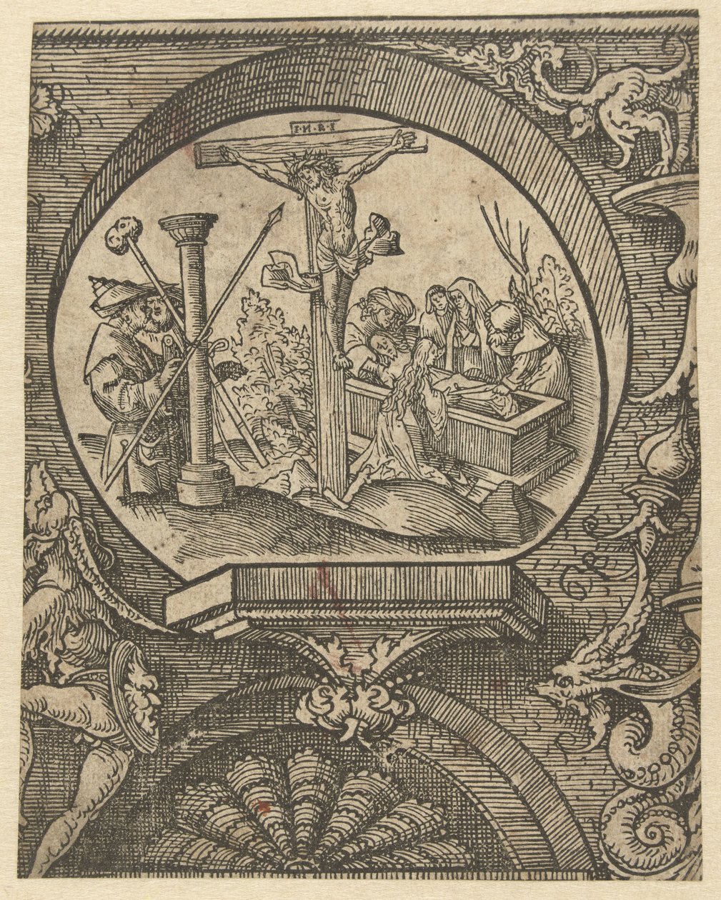 De kruisiging en de graflegging van Christus door Jacob Cornelisz van Oostsanen