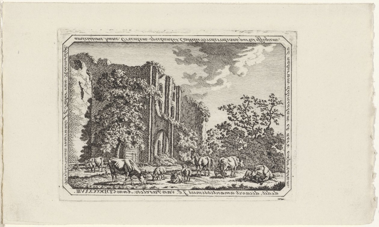 Vee bij de ruïne van Brederode door Jacob Elias van Varelen