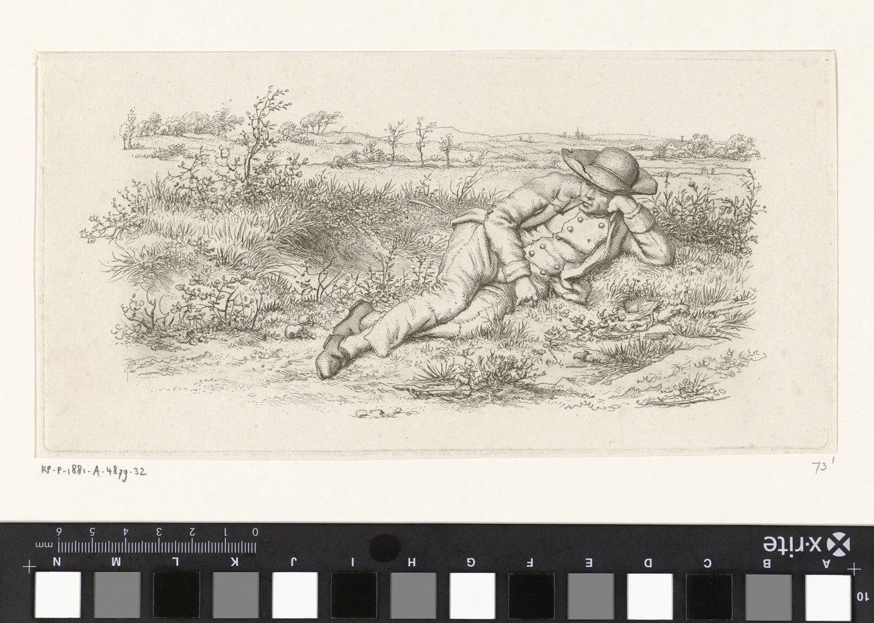 Liggende man in een landschap door Jacob Ernst Marcus