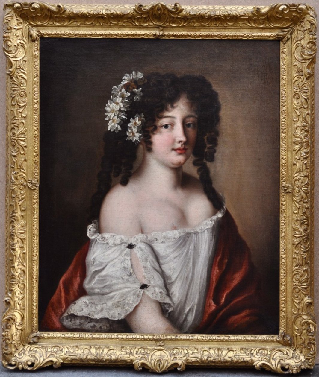 Portret van Diane-Gabrielle Damas de Thianges Mancini door Jacob Ferdinand Voet