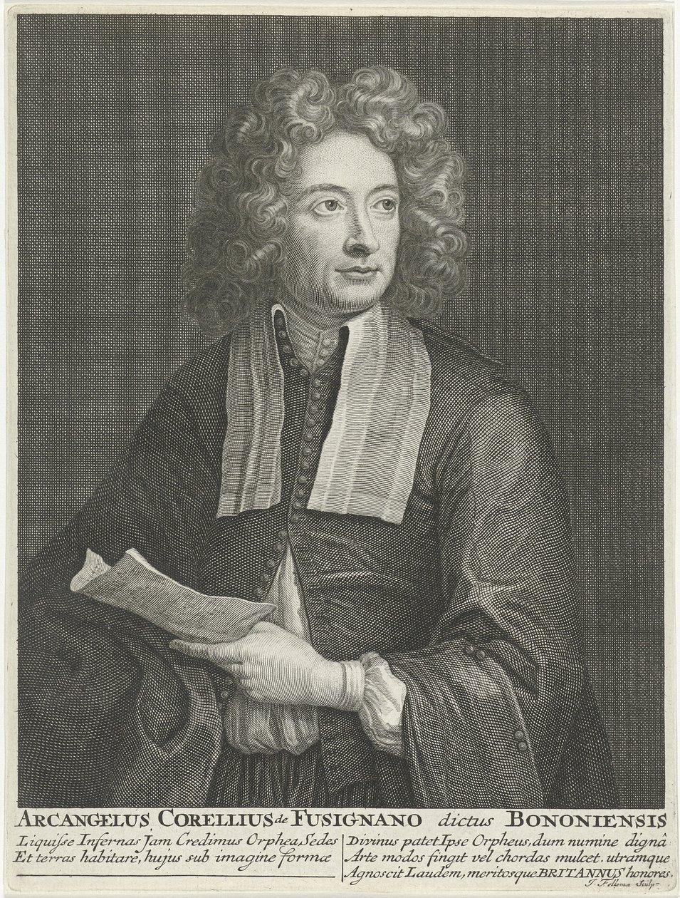 Portret van de Componist en Violist Arcangelo Corelli 1653-1713 door Jacob Folkema