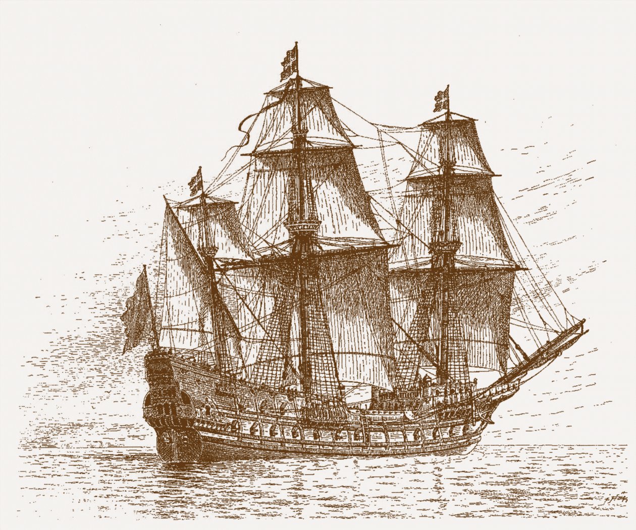 Zweedse vlaggenschip Mars Makalös voor de slag bij Gotland-Öland, 30-31 mei 1564, ca. 1908 door Jacob Hagg