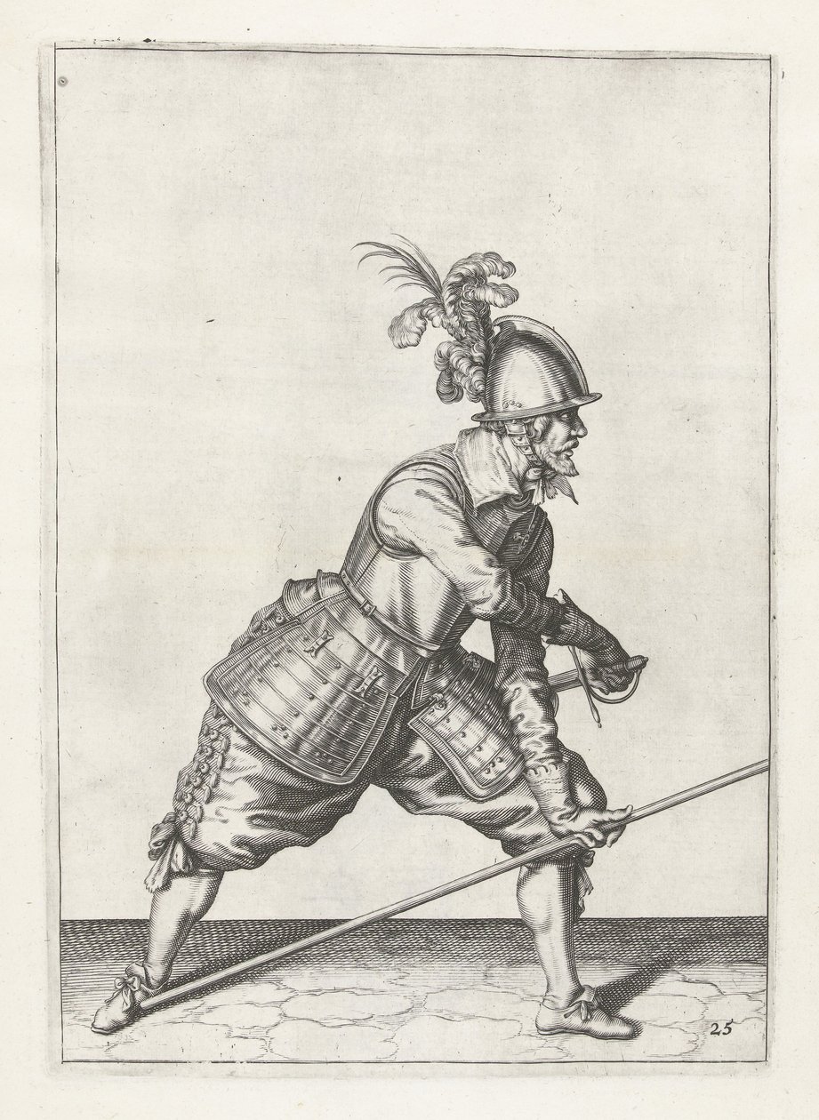 Soldaat met lans trekt zwaard, ca. 1600 door Jacob II de Gheyn