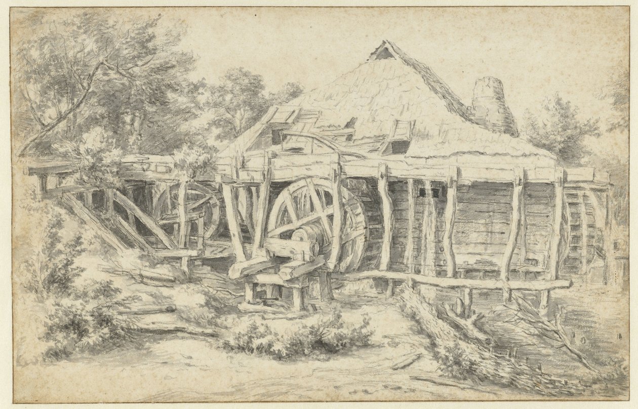 Gezicht op een watermolen door Jacob van Ruisdael