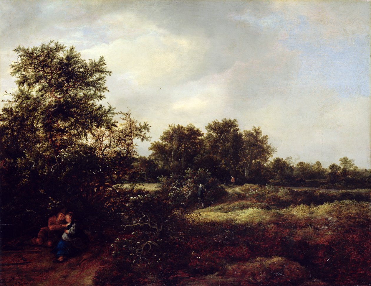 Duinlandschap met geliefden door Jacob van Ruisdael