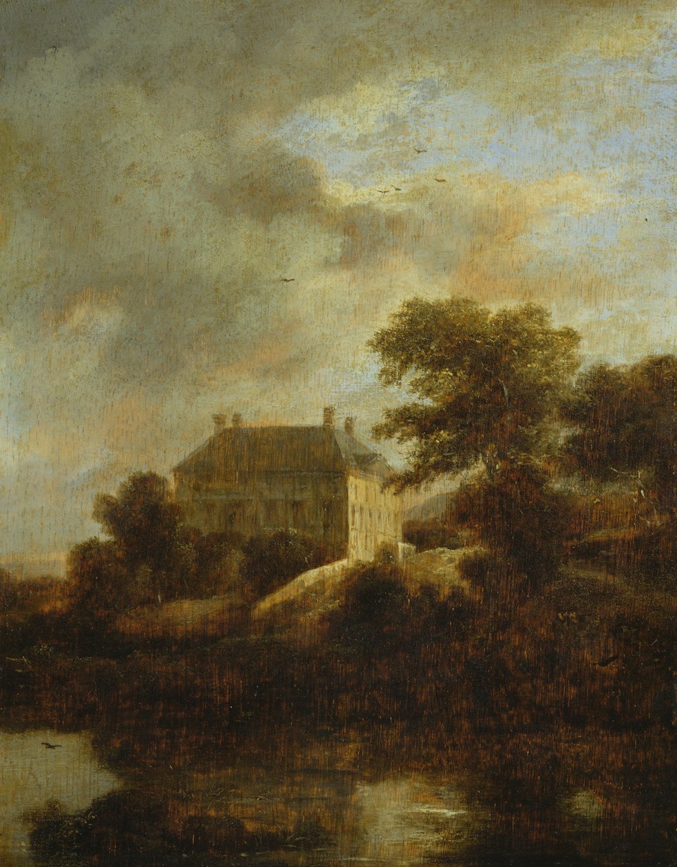 Landschap met landhuis door Jacob van Ruisdael