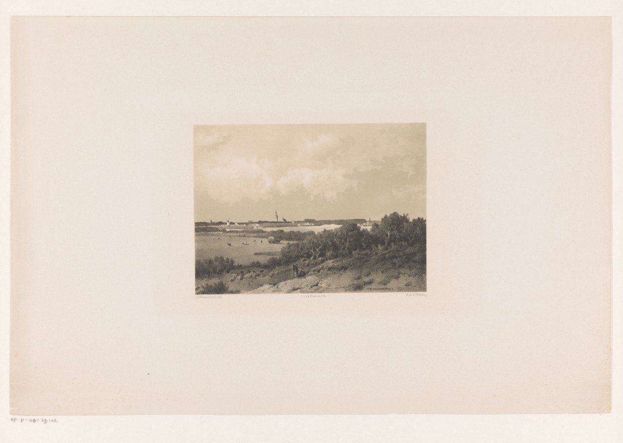 Landschap met dorp aan de horizon door Jacob Jan van der Maaten