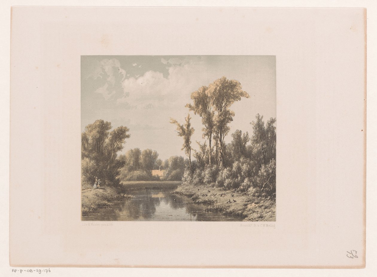 Landschap met rivier door Jacob Jan van der Maaten