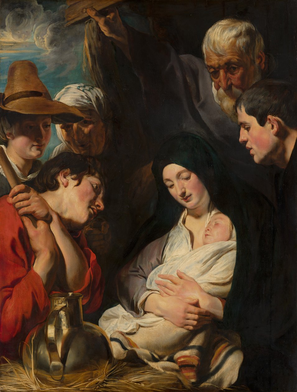 De aanbidding van de herders door Jacob Jordaens