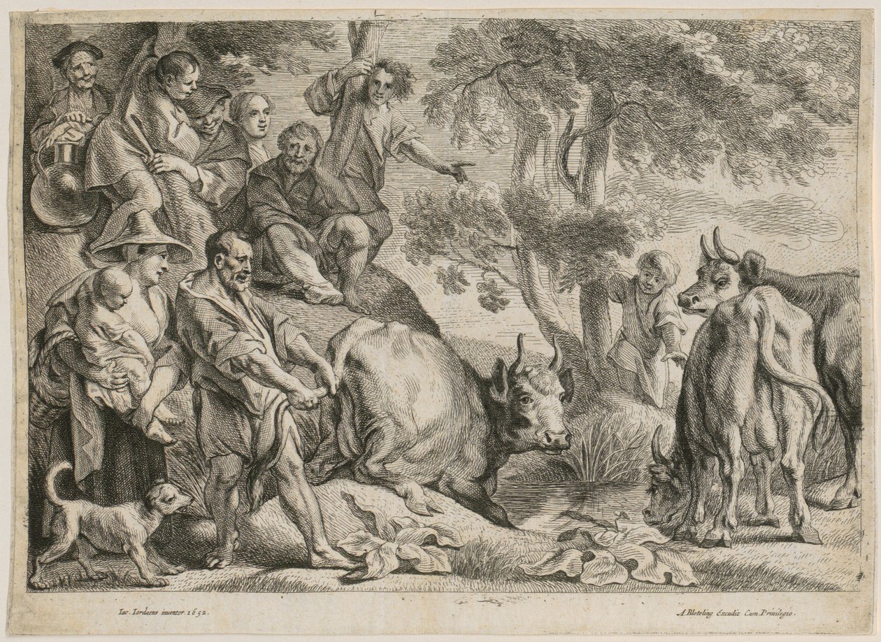 Cacus steelt het rund van Hercules door Jacob Jordaens