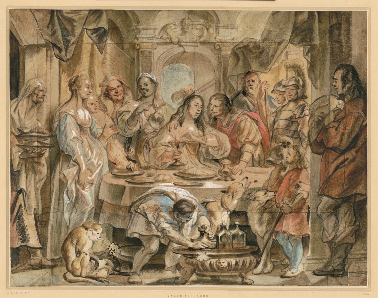 Het banket van Cleopatra door Jacob Jordaens