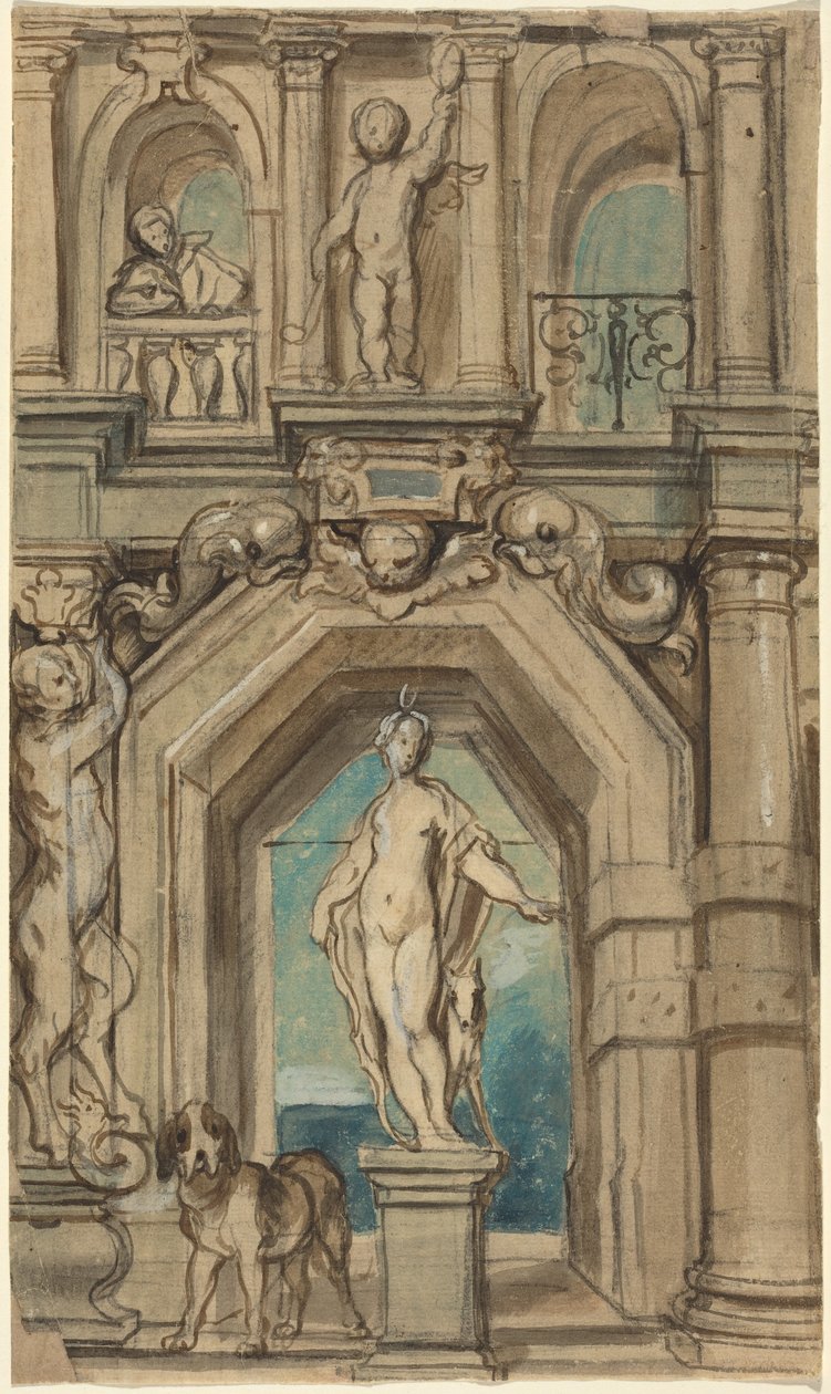 Ontwerp voor een wanddecoratie [voorkant] door Jacob Jordaens