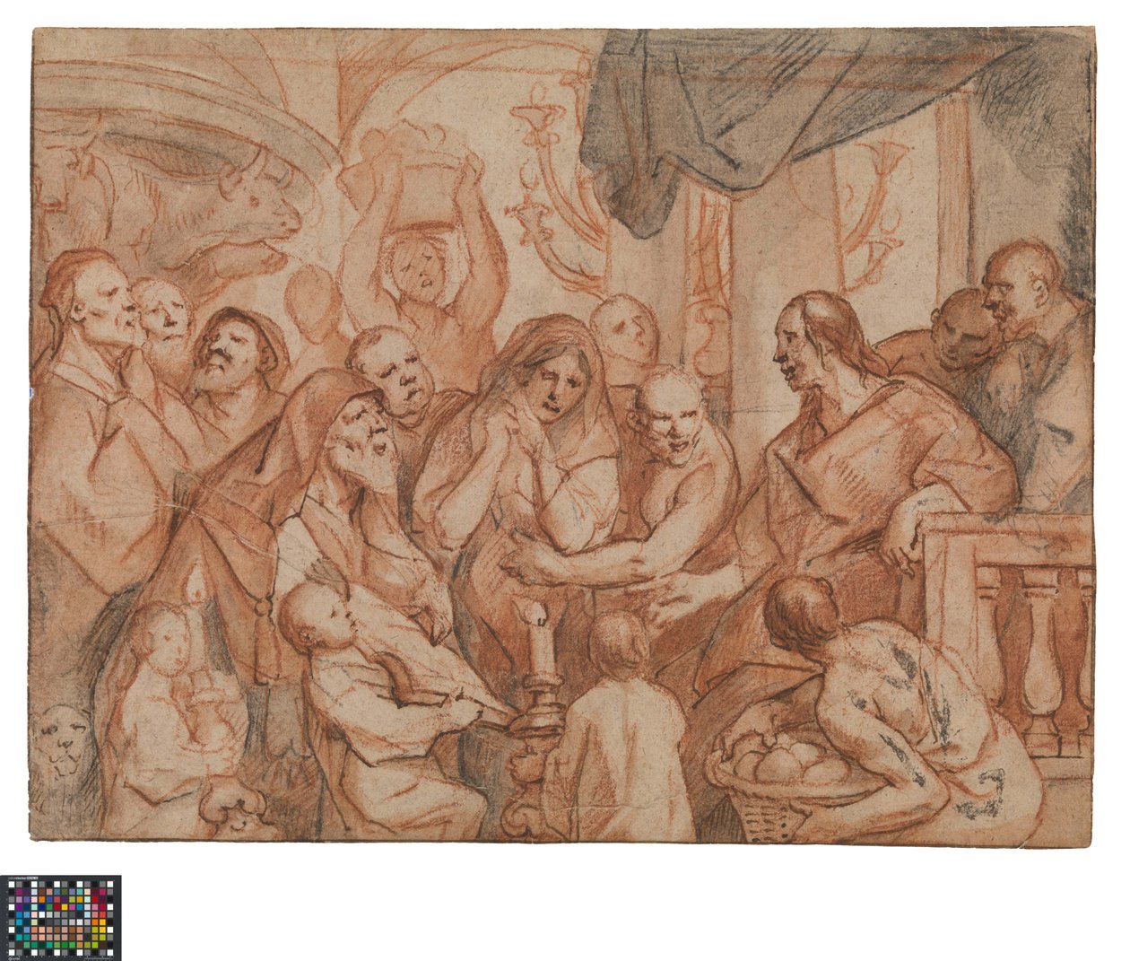 Dutch: Christus en de overspelige vrouw, voorbereidende schets, keerzijde: De gevangenneming van Christus door Jacob Jordaens