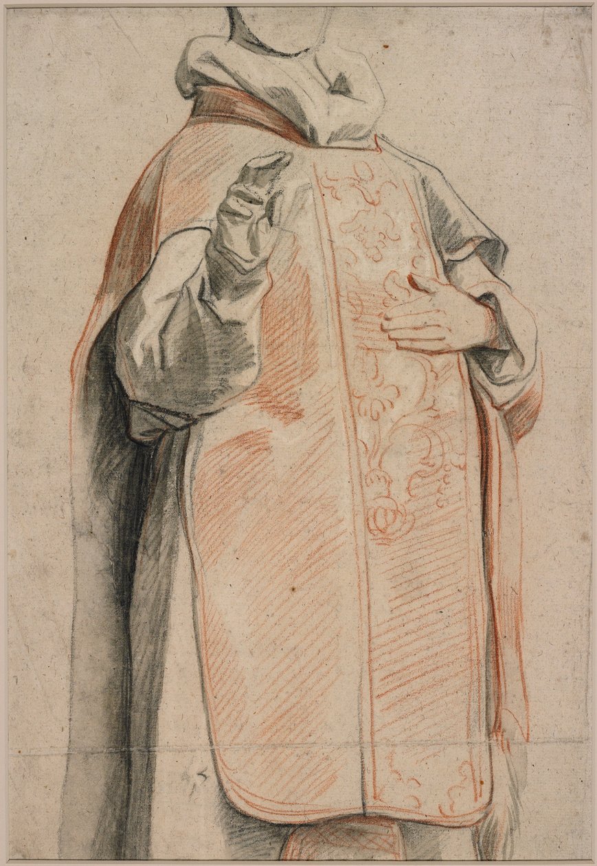 Studie van een figuur in priestergewaden door Jacob Jordaens