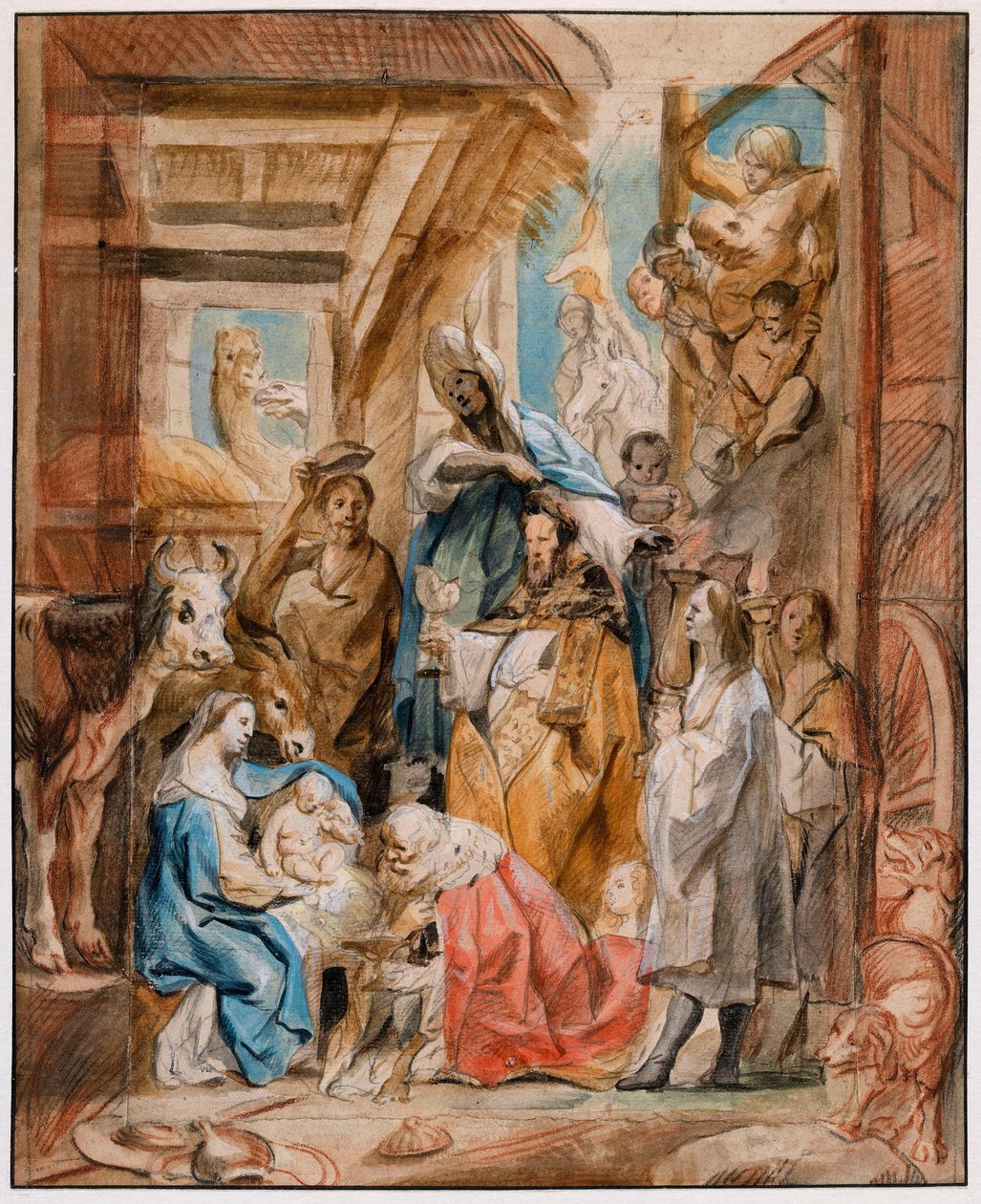 De aanbidding der wijzen door Jacob Jordaens