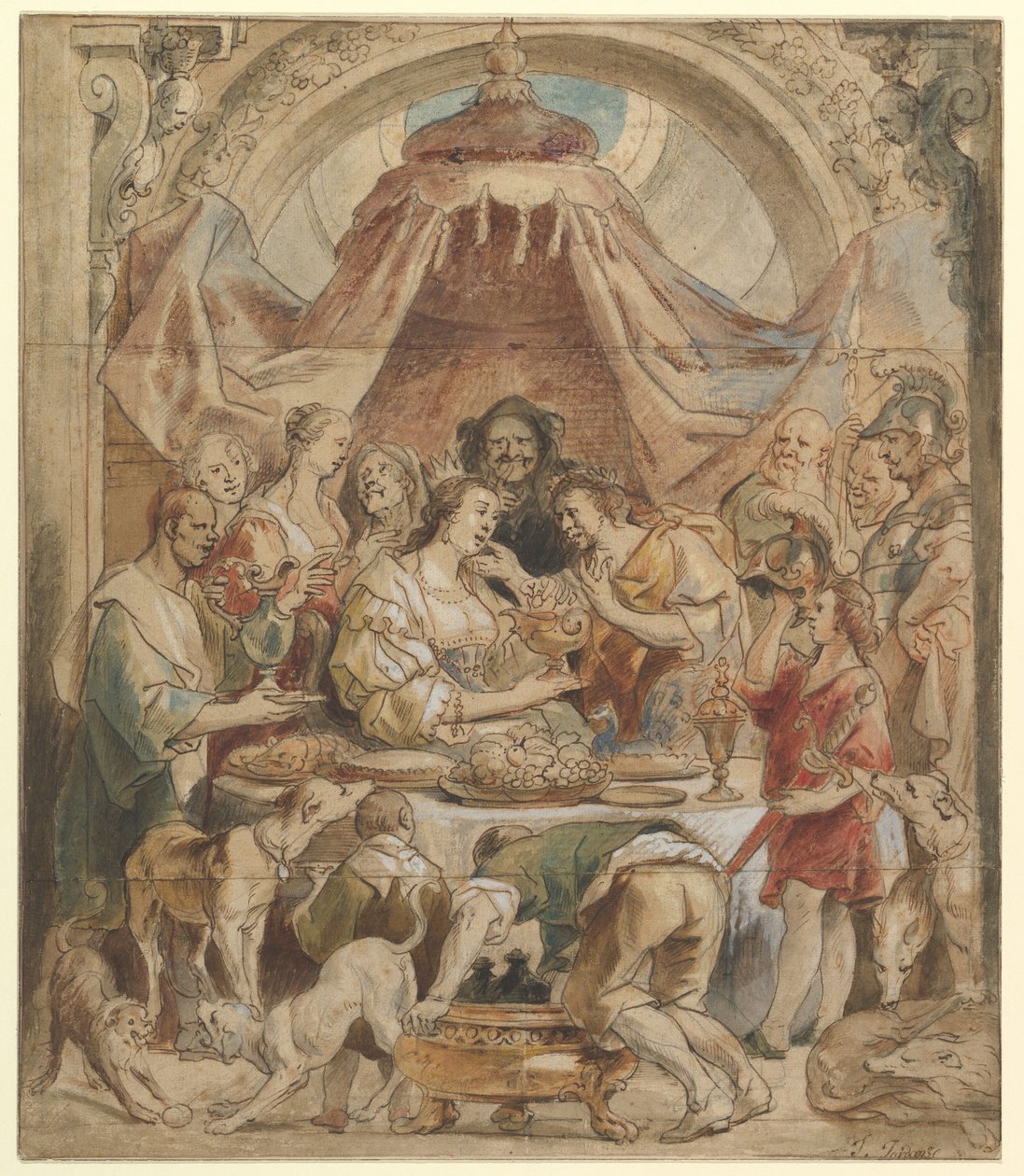Het banket van Antonius en Cleopatra door Jacob Jordaens