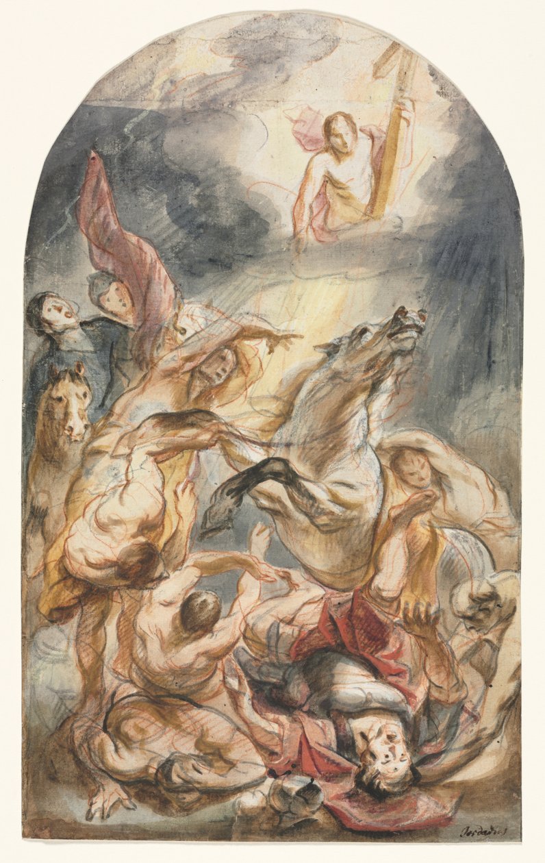 De bekering van Saul met Christus en het kruis door Jacob Jordaens