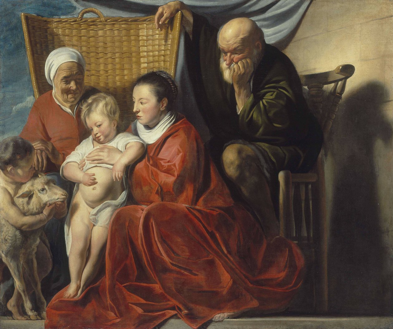 De Heilige Familie met Anna en de jongen Johannes door Jacob Jordaens