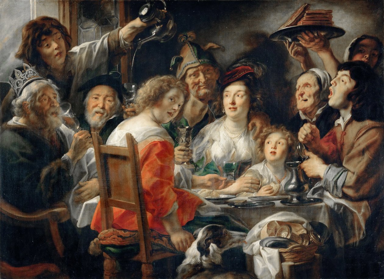De koning drinkt, of familiediner op het feest van Driekoningen door Jacob Jordaens