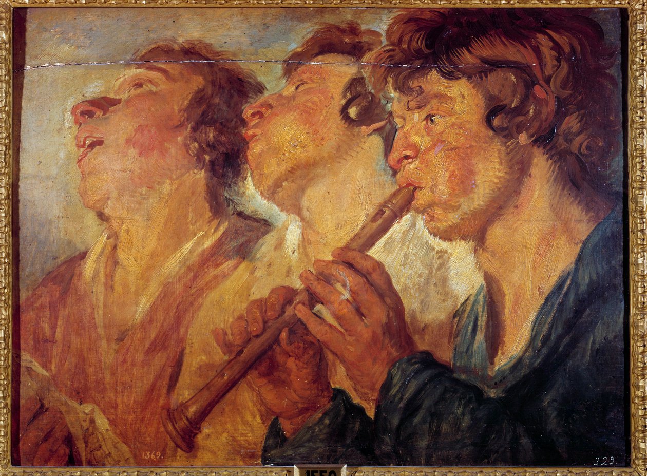 Drie reizende muzikanten door Jacob Jordaens