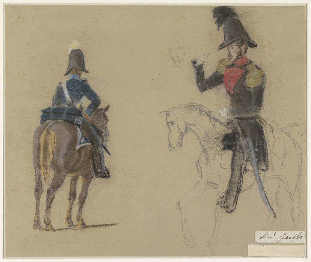 Portret van Luitenant Jacobs, te paard door Jacob Joseph Eeckhout