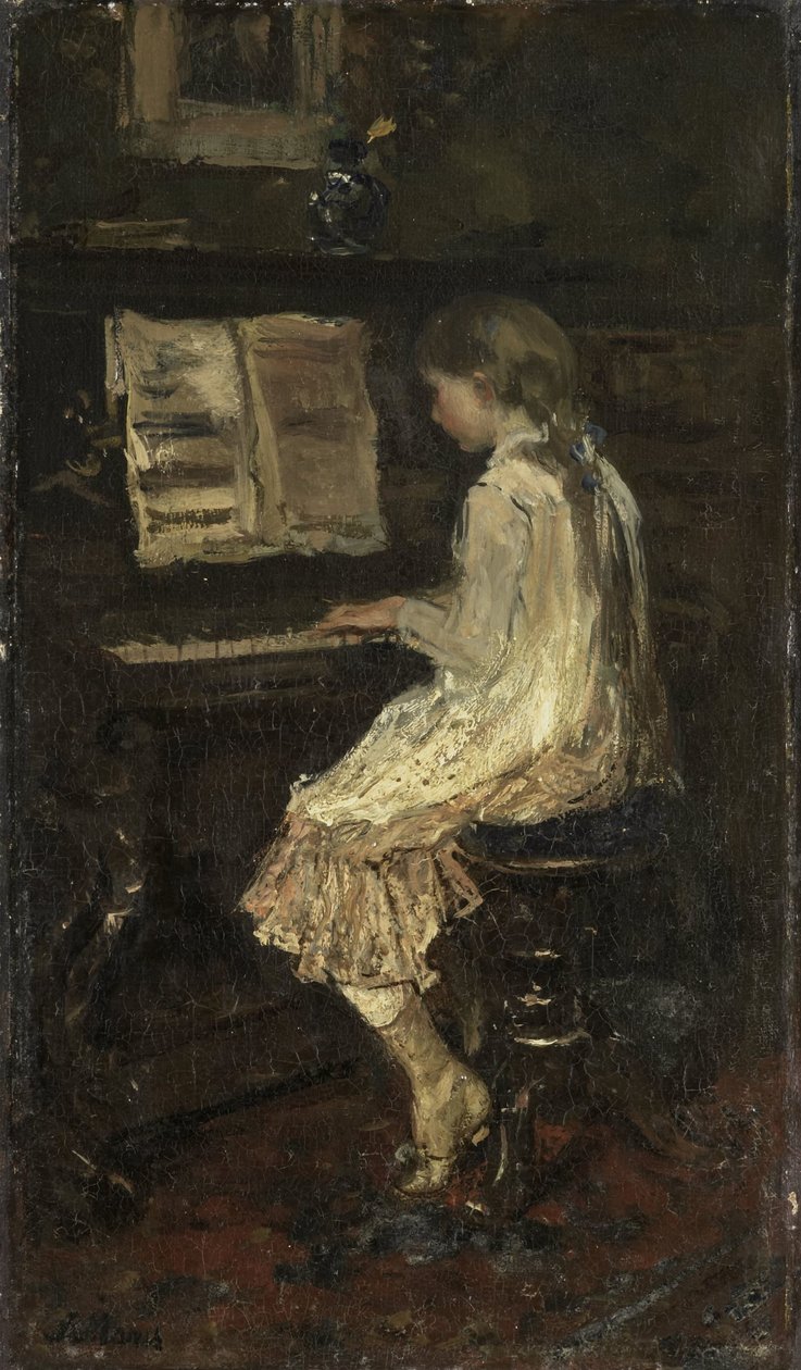 Meisje aan de piano door Jacob Maris
