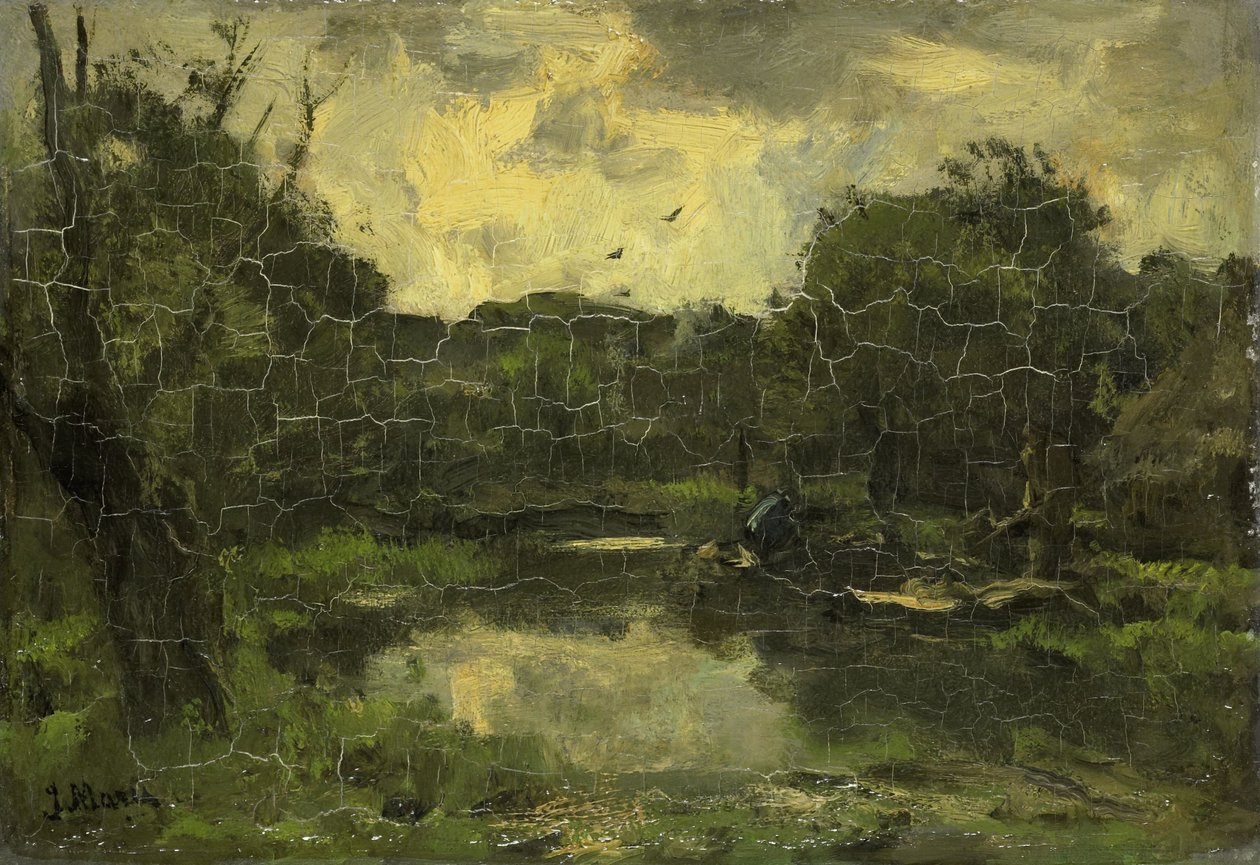 Landschap met schuit door Jacob Maris