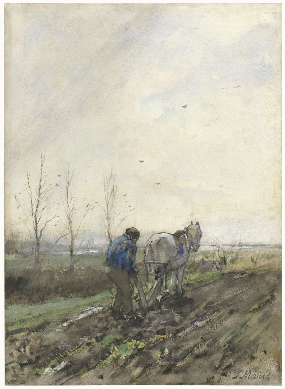 Ploegende boer door Jacob Maris