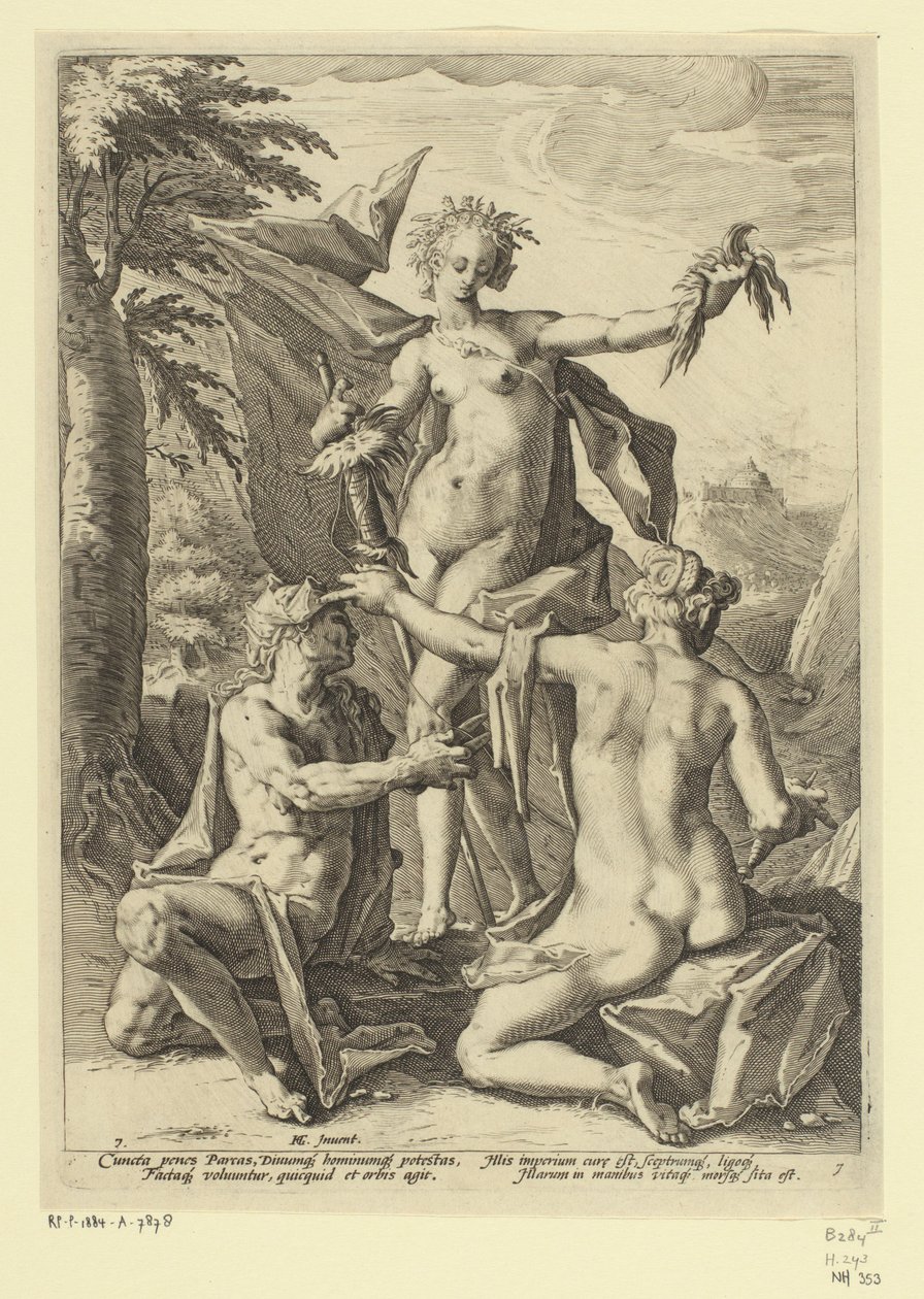 Drie schikgodinnen door Jacob Matham (attributed to)