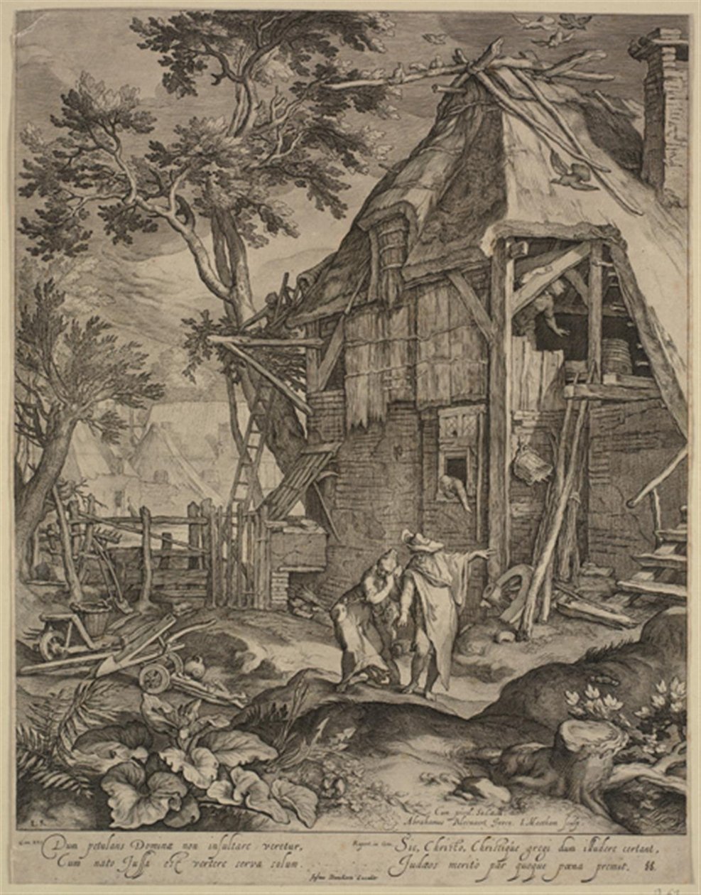 Abraham die Hagar Wegstuurt door Jacob Matham