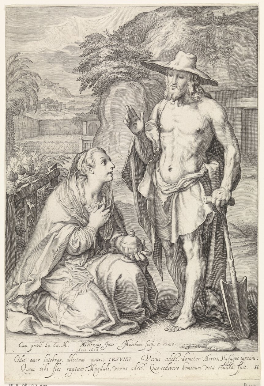 Christus verschijnt aan Maria Magdalena (Noli me tangere) door Jacob Matham