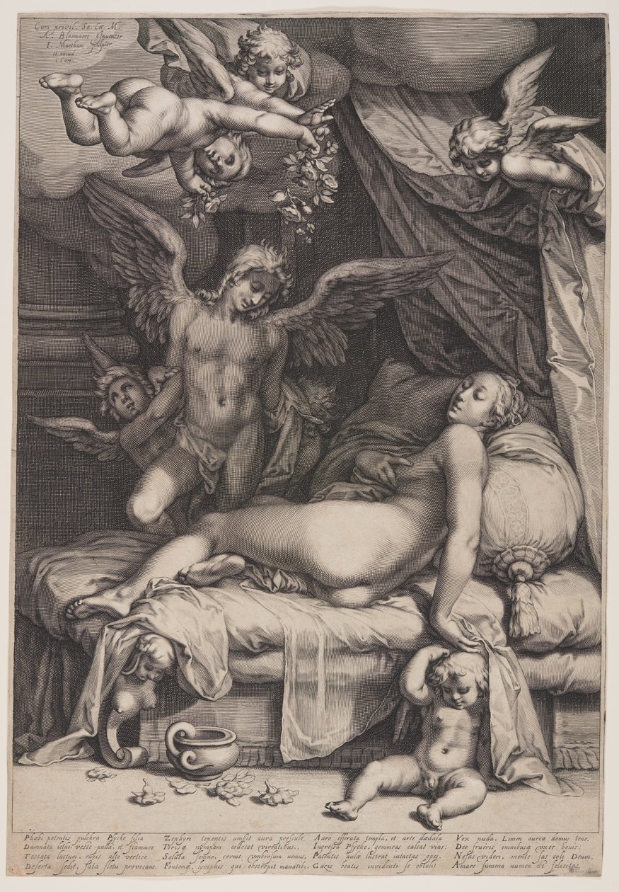 Cupido en Psyche door Jacob Matham