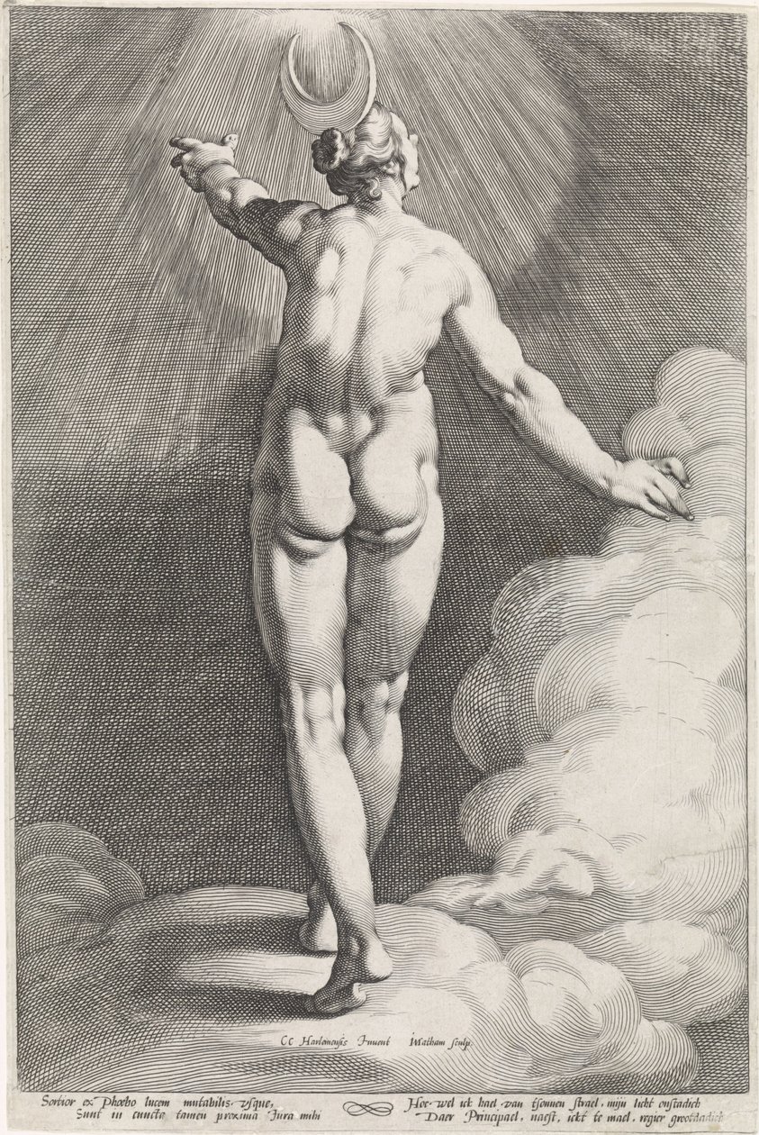 Diana als Luna door Jacob Matham