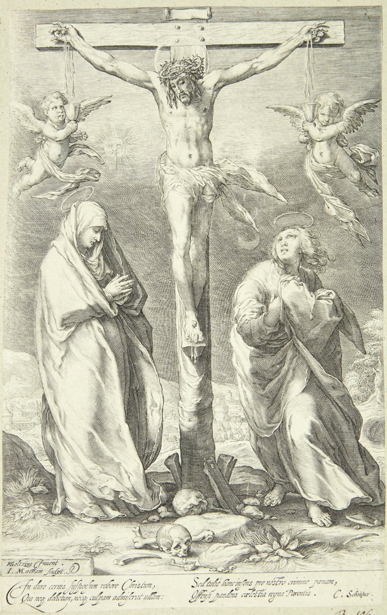 Christus aan het kruis door Jacob Matham