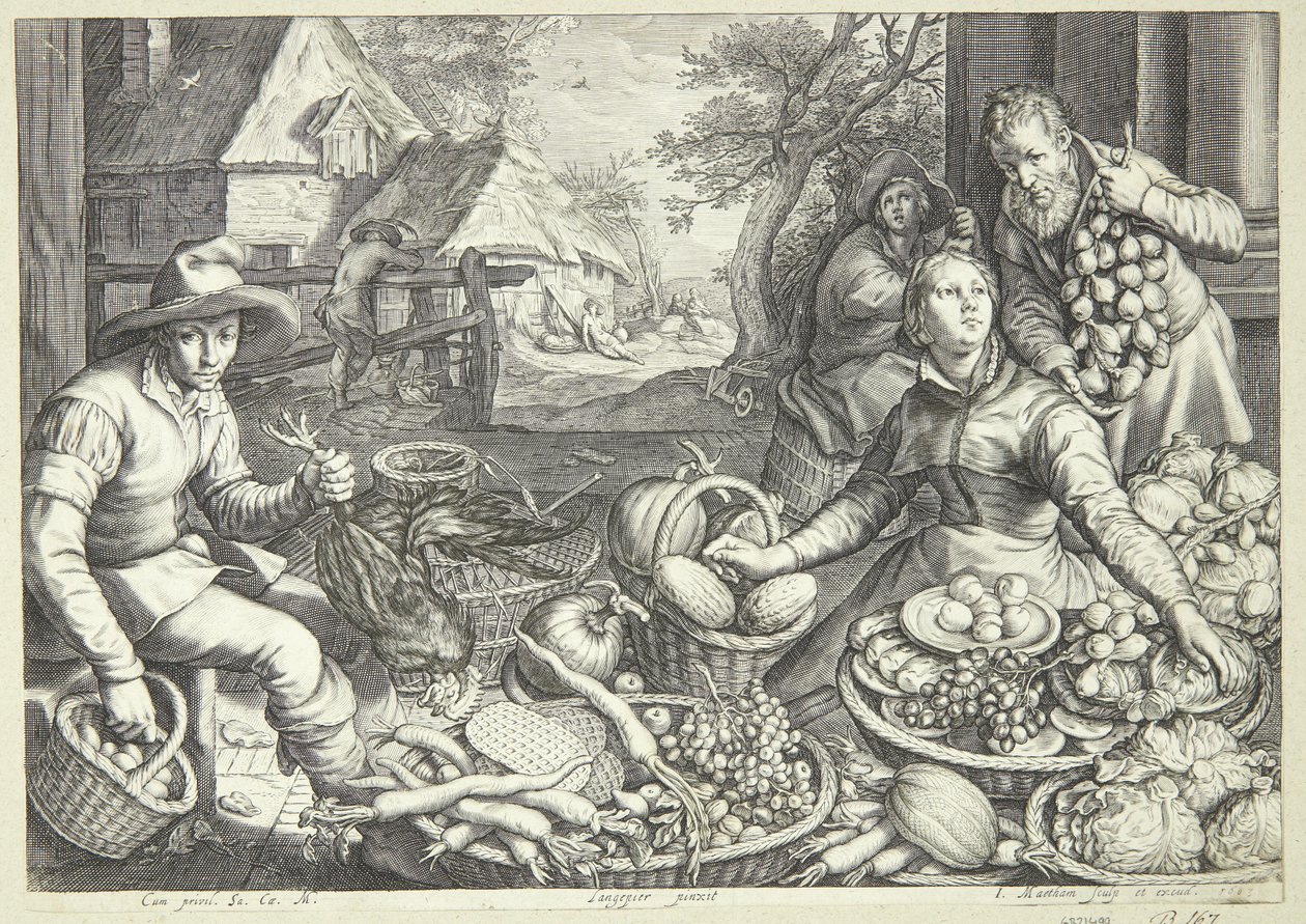 Marktscène door Jacob Matham