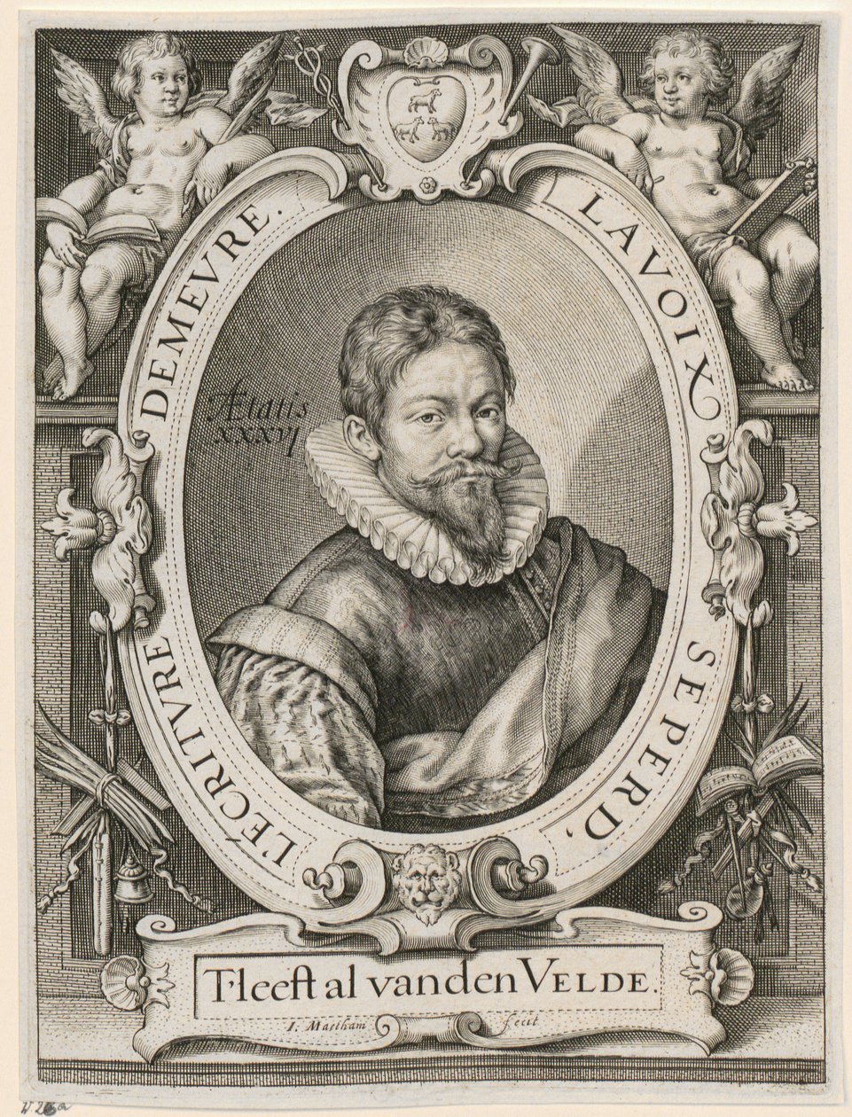 Portret van Jan van de Velde de Oude door Jacob Matham