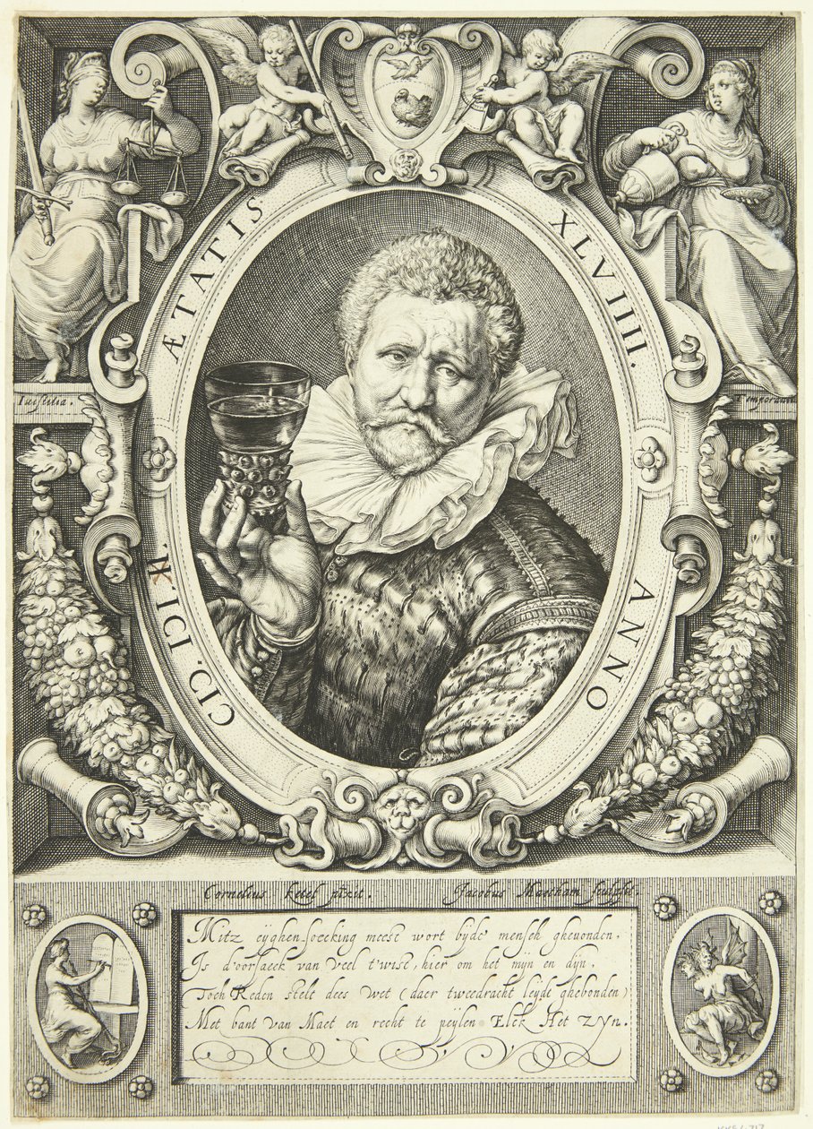 Portret van Vincent Jacobsz. Coster door Jacob Matham