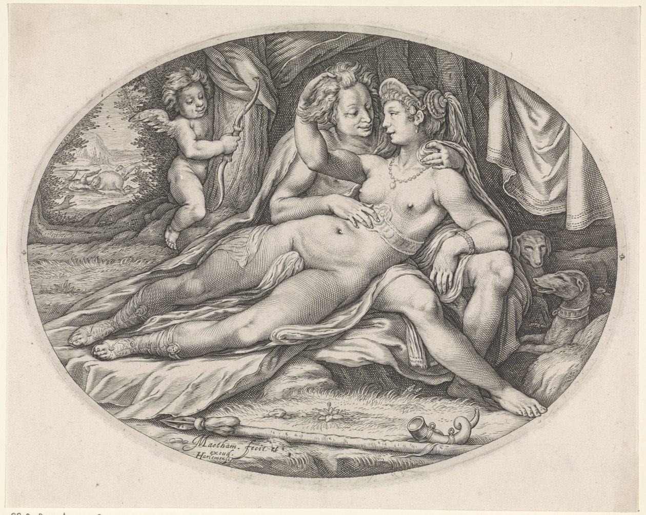 Venus en Adonis door Jacob Matham