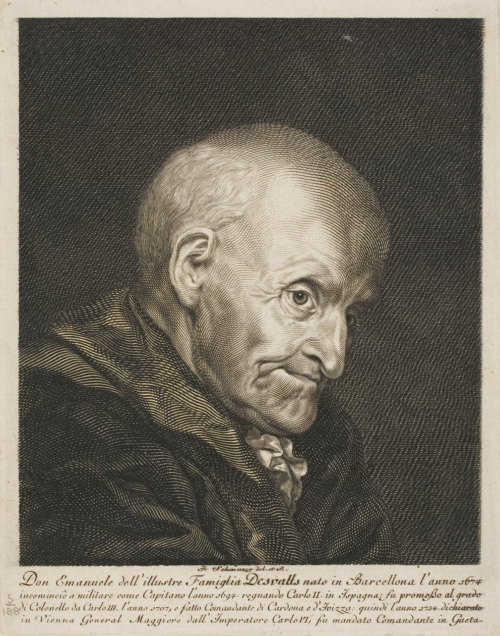 Portret van Don Emanuel Desvalls door Jacob Matthias Schmutzer