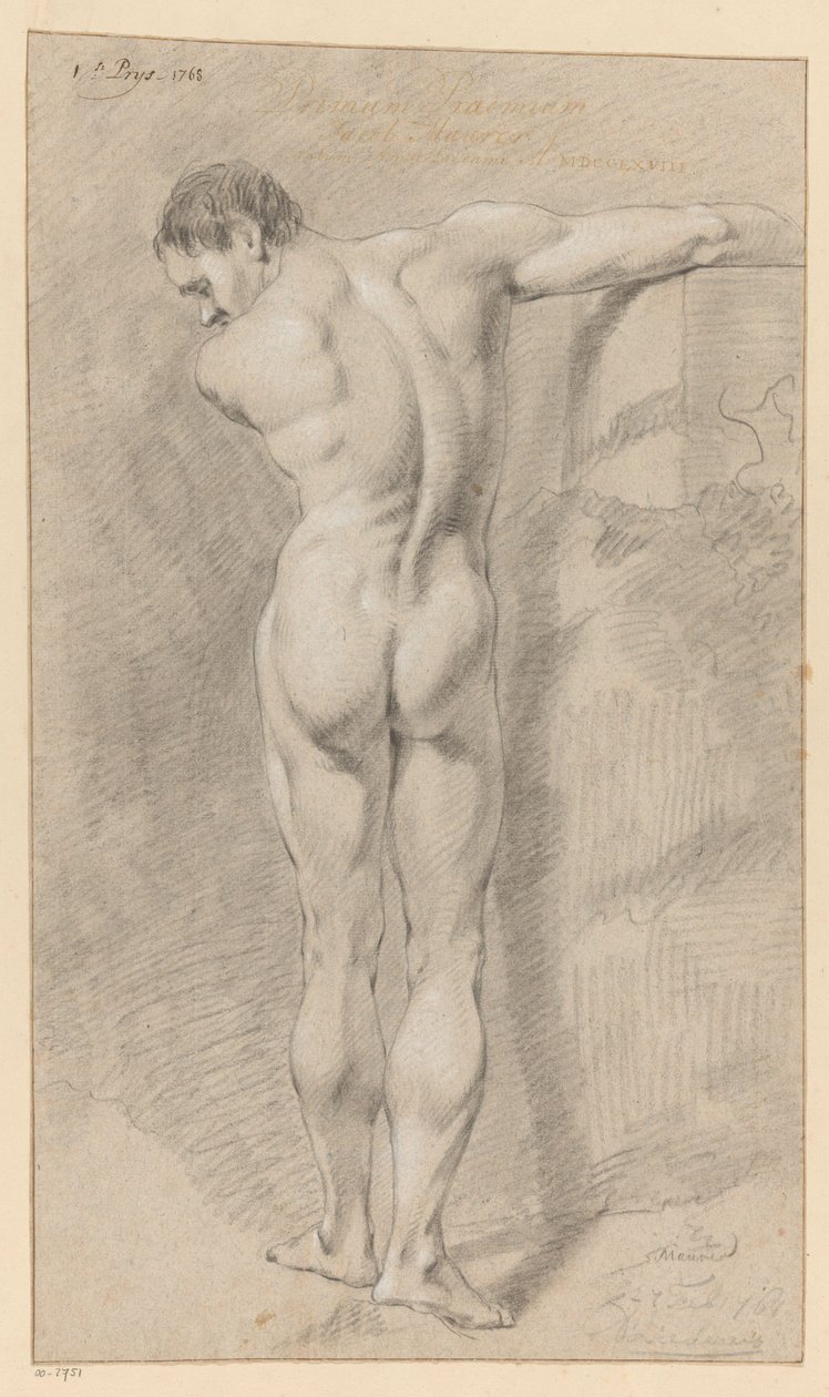 Staand mannelijk naakt, op de rug gezien (1e prijs 1768) door Jacob Maurer