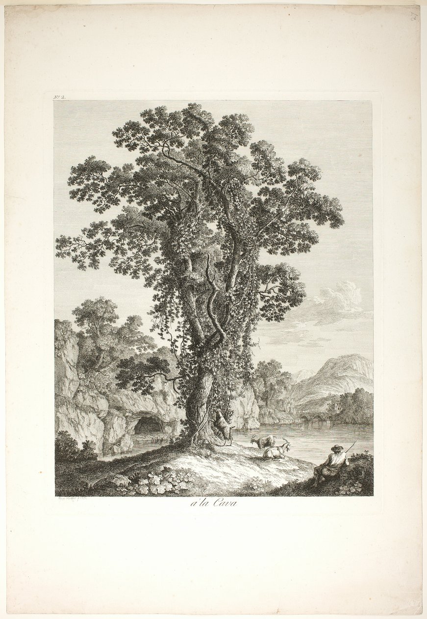 Bij la Cava, uit Suite de IV Vues Dessinées Dans le Roiaume de Naples door Jacob Philipp Hackert
