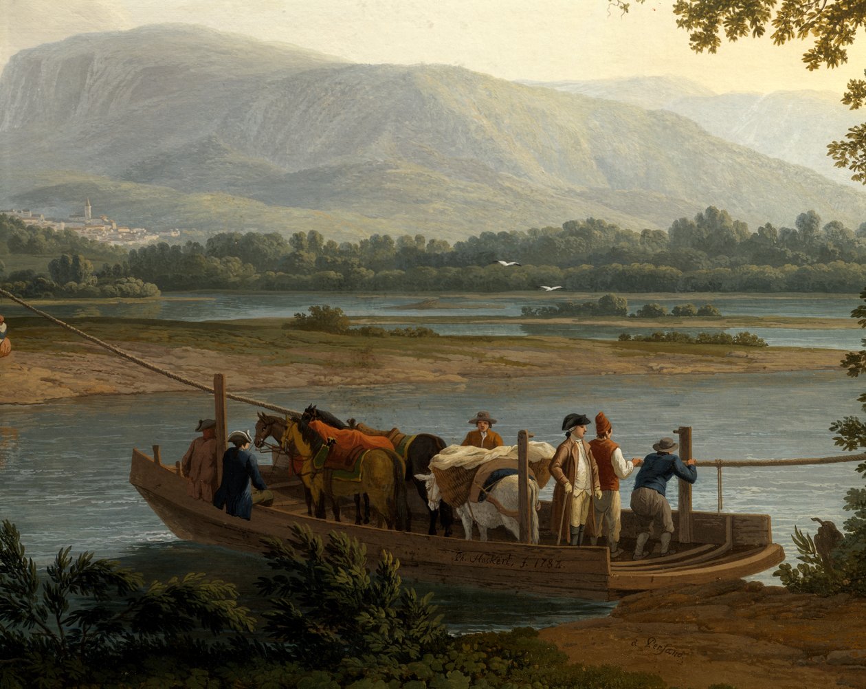 Veerboot op Sele, door Jacob Philipp Hackert door Jacob Philippe Hackert