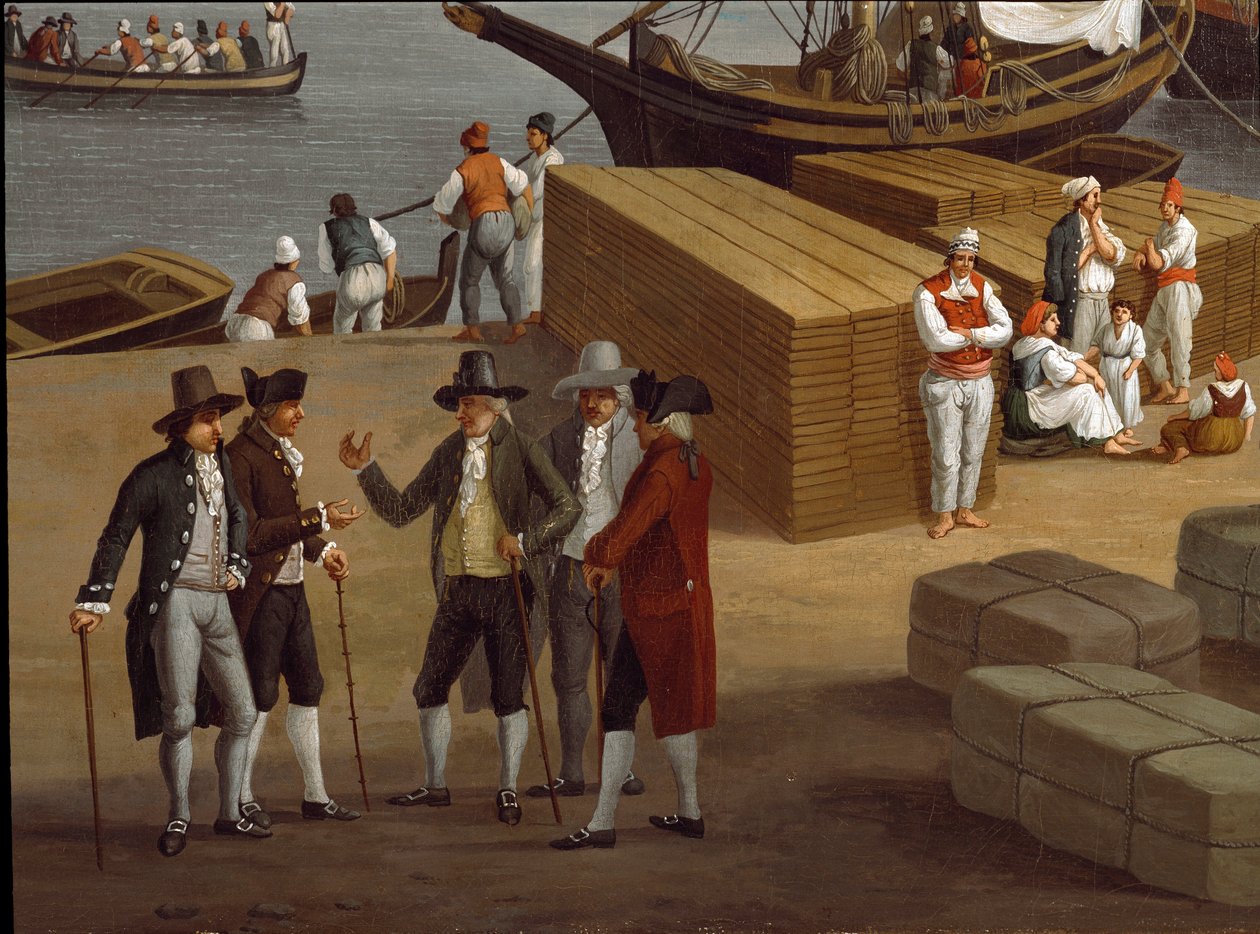 Uitzicht op de haven van Messina in Sicilië (detail). Schilderij door Jacob Philipp Hackert (1737-1807) door Jacob Philippe Hackert