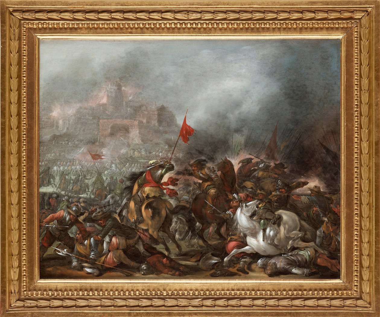 Slag tussen Turken en christenen bij de verovering van Constantinopel door het Ottomaanse leger in 1453 door Jacob Weyer