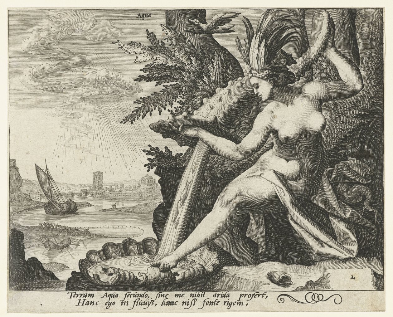 Het element water (De vier elementen) door Jacob de Gheyn (II) (attributed to)