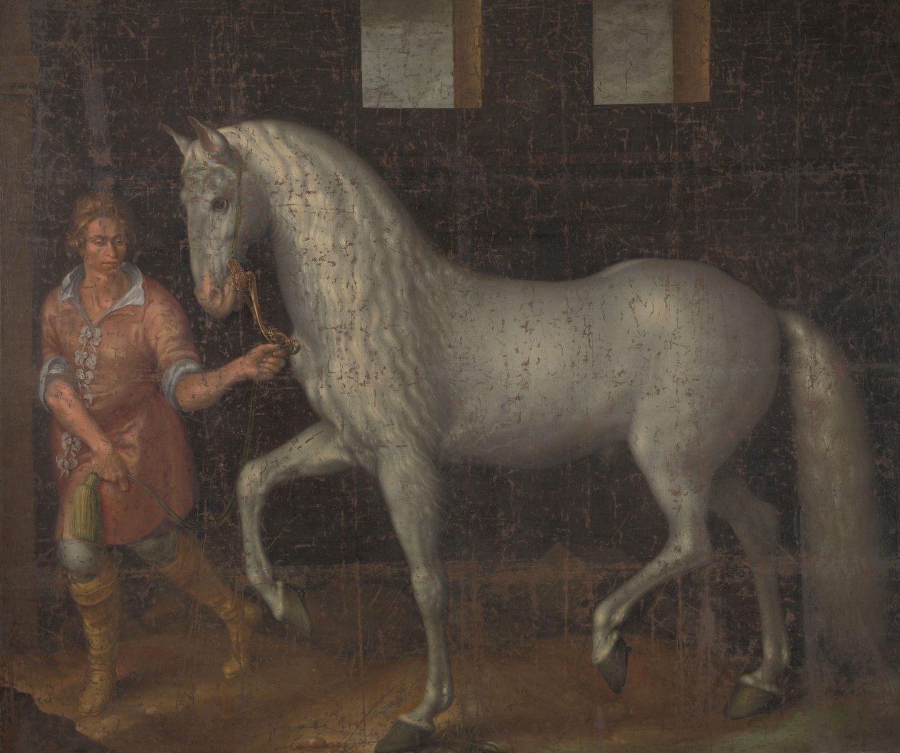 Een Spaanse oorlogspaard gevangen door Lodewijk Gunther van Nassau van aartshertog Albert van Oostenrijk in de Slag bij Nieuwpoort en gepresenteerd aan Prins Maurits door Jacob de Gheyn (II)