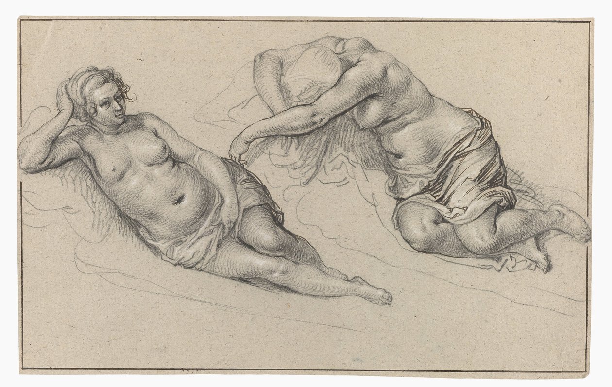 Twee studies van een naakte vrouw door Jacob de Gheyn (II)
