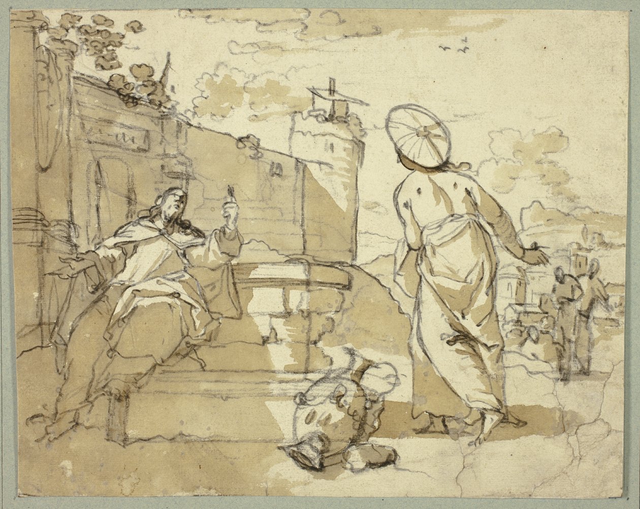 Christus en de Vrouw van Samaria door Jacob de Wit
