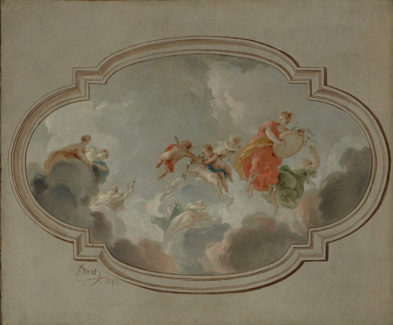Flora en Zephyr, 1743 door Jacob de Wit